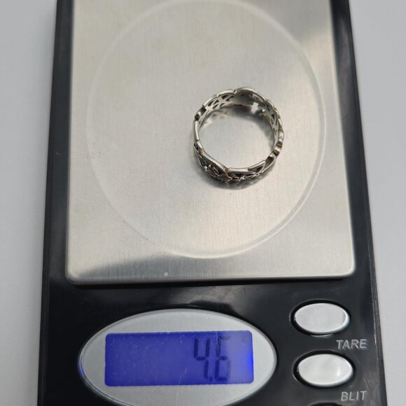 Size 8.25 Sterling Silver Beautiful Flower Celtic Band Ring A3159 - Picture 8 of 8